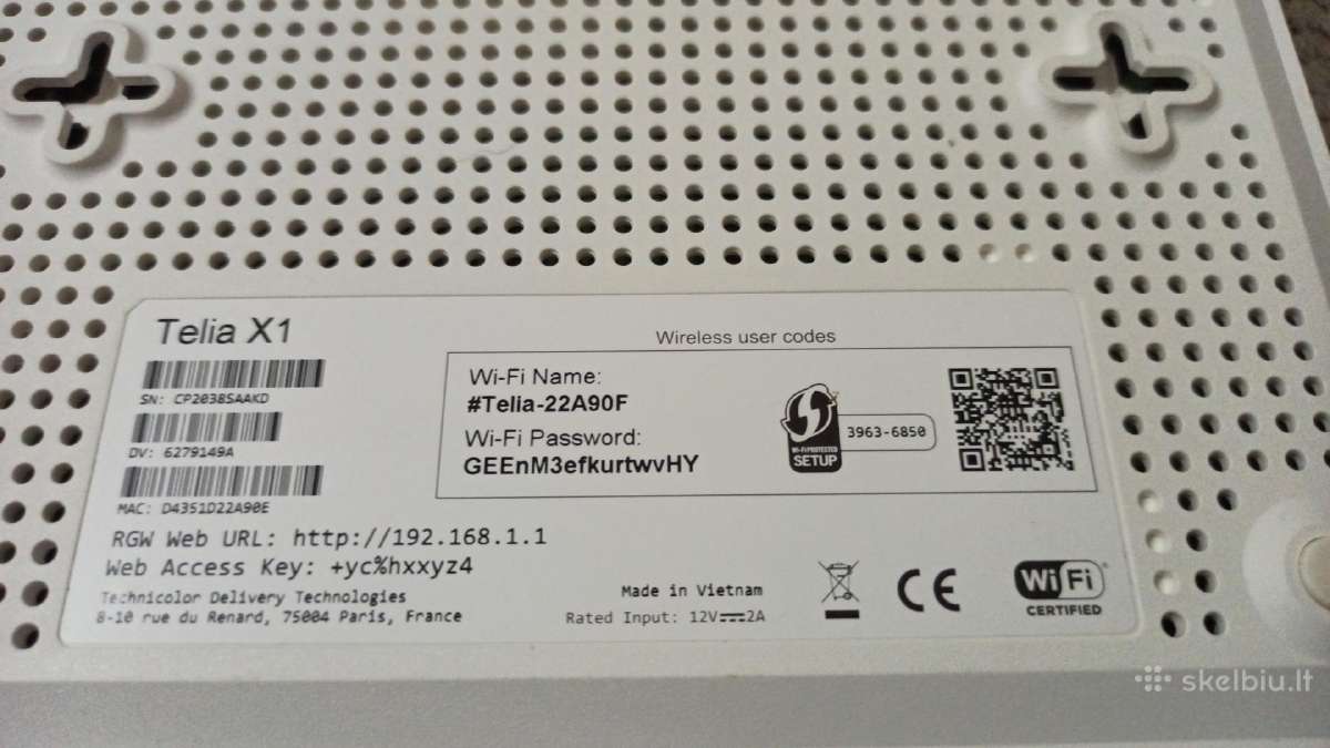 Telia X1 Technicolor Dga0122 Maršrutizatorius - nuotraukos Nr. 2