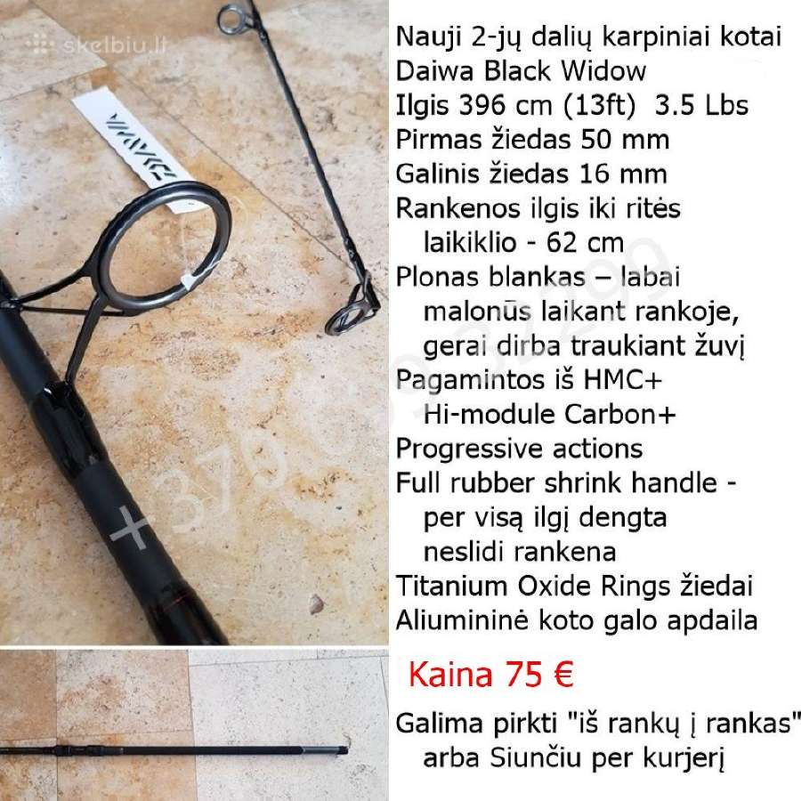 Karpinis kotas Daiwa Black Widow 396cm (13ft) 3.5 - nuotraukos Nr. 2