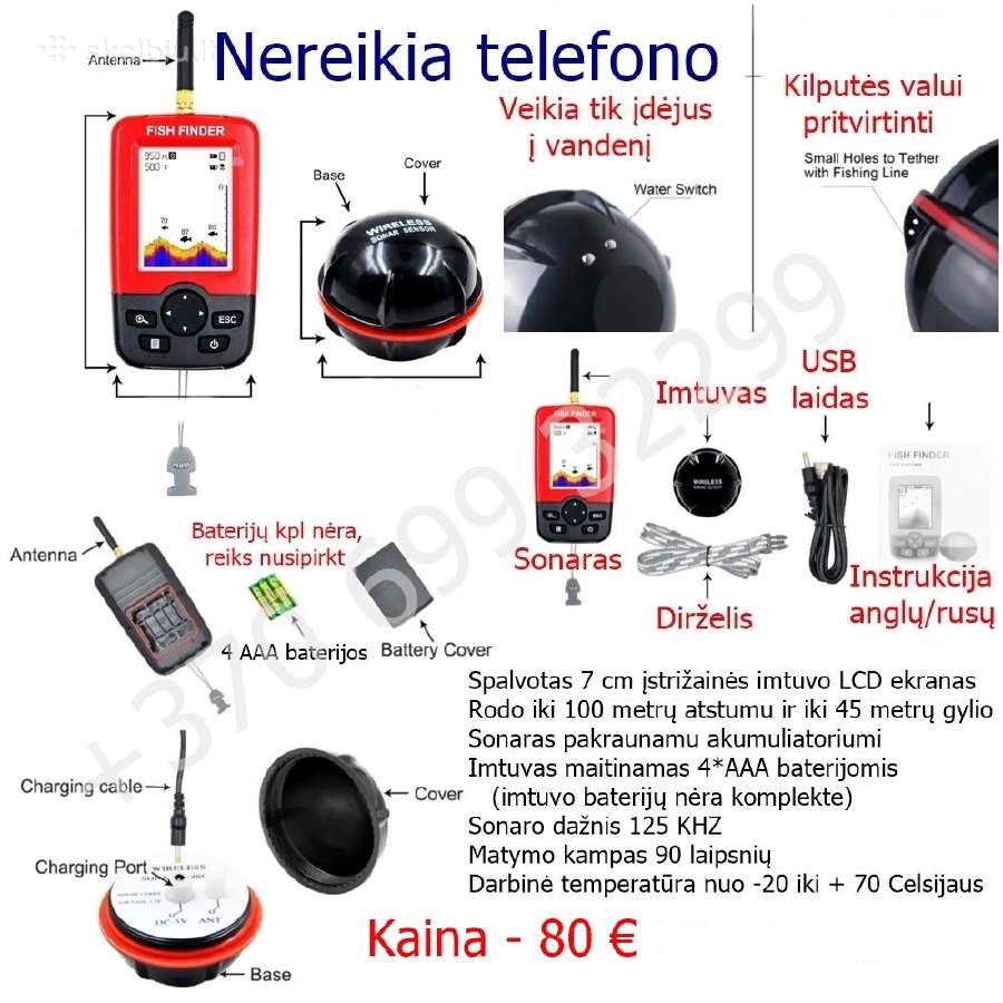 Echolotas žuvų ieškiklis Flytec Nereikia telefono - nuotraukos Nr. 2