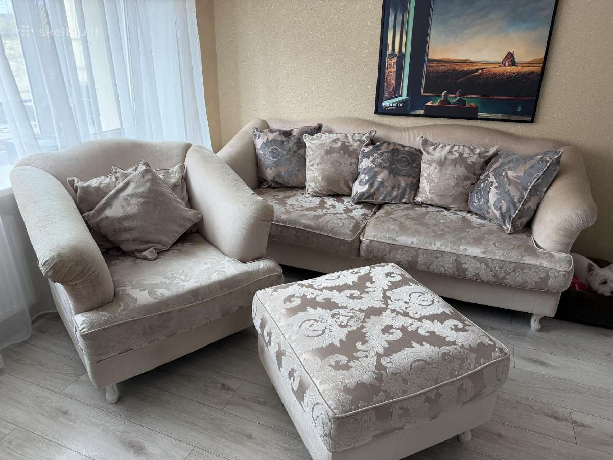 Klasikinė sofa su foteliu - nuotraukos Nr. 3