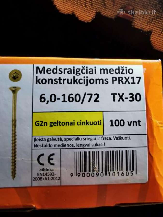 Medsraigčiai geltoni 6x160 / 72 mm T30 Prx 17 - nuotraukos Nr. 2