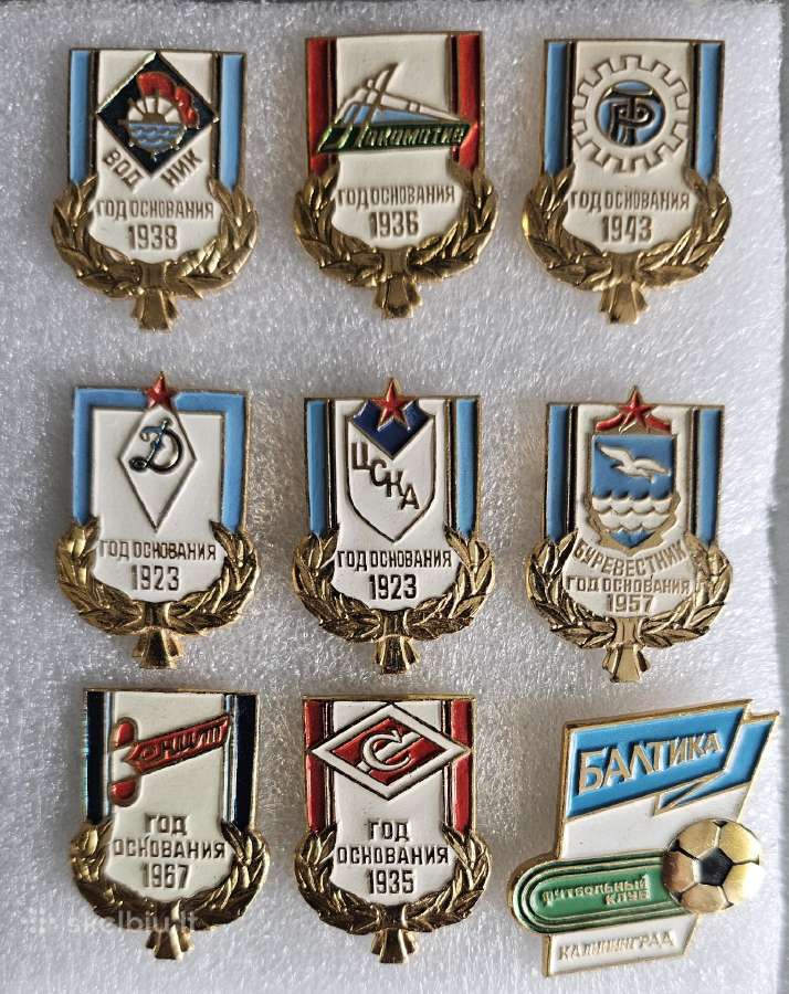 Futbolo klubai ir jų įkurimo datos.
