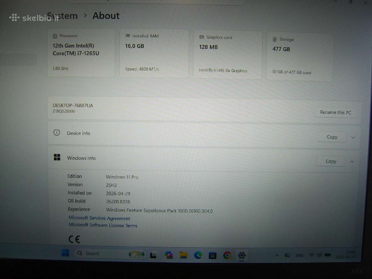 Lenovo x13 gen3,i7-1265u,16,512 - nuotraukos Nr. 6