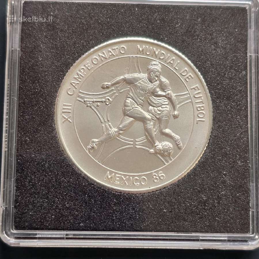 Kuba 1985 5 pesos Ag999 Football Mexico '86