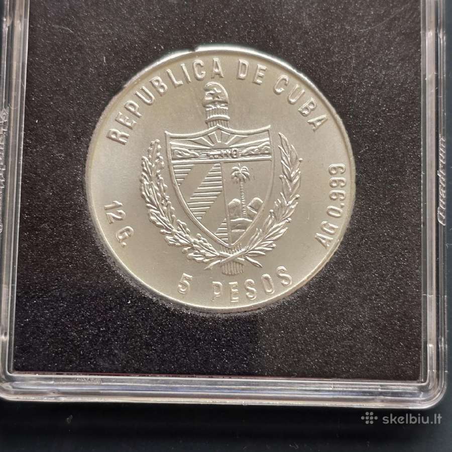 Kuba 1985 5 pesos Ag999 Football Mexico '86 - nuotraukos Nr. 2