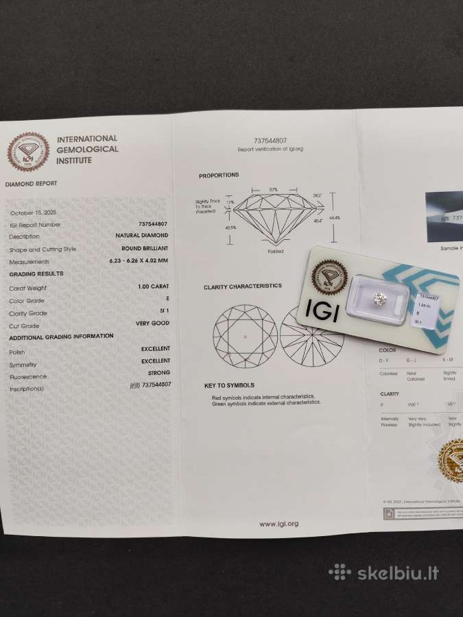 1.0 ct Sertifikuotas Natūralus Deimantas - nuotraukos Nr. 4