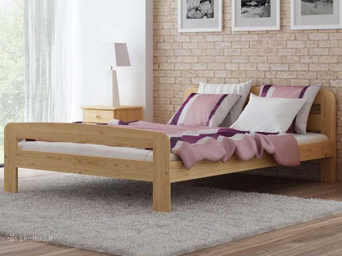Tvirta dvigulė medinė lova 160x200 tik 150€ - nuotraukos Nr. 2