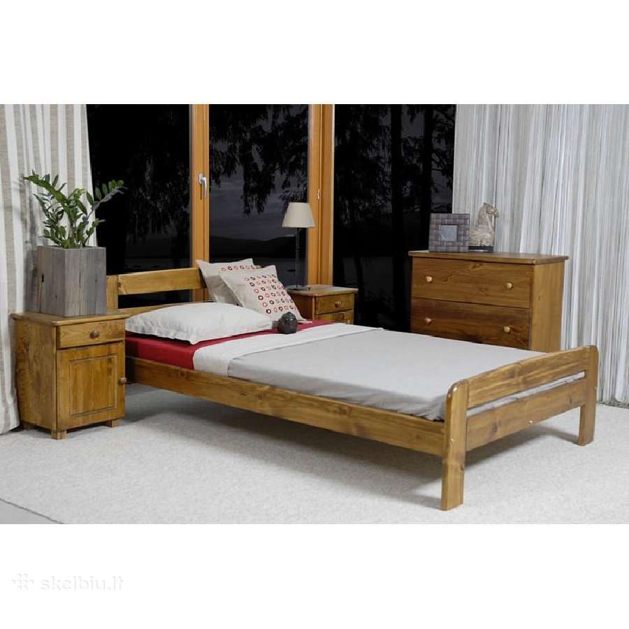 Tvirta dvigulė medinė lova 160x200 tik 150€ - nuotraukos Nr. 4