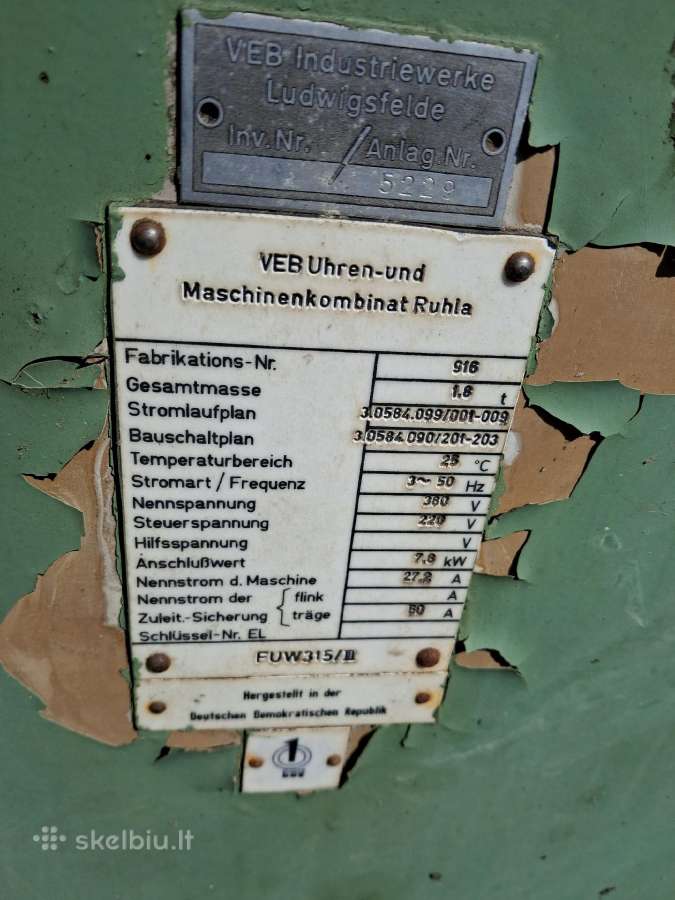 Metalo frezavimo staklės Hekert Fuw 315/3 - nuotraukos Nr. 2