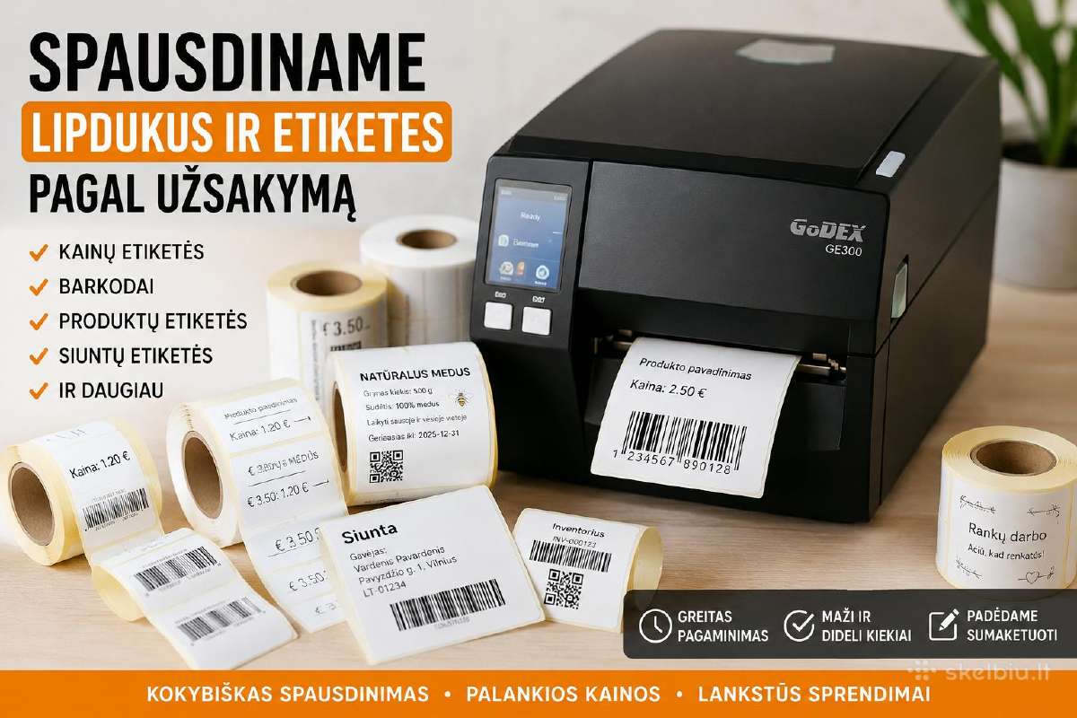 Etikečių, lipdukų spausdinimas