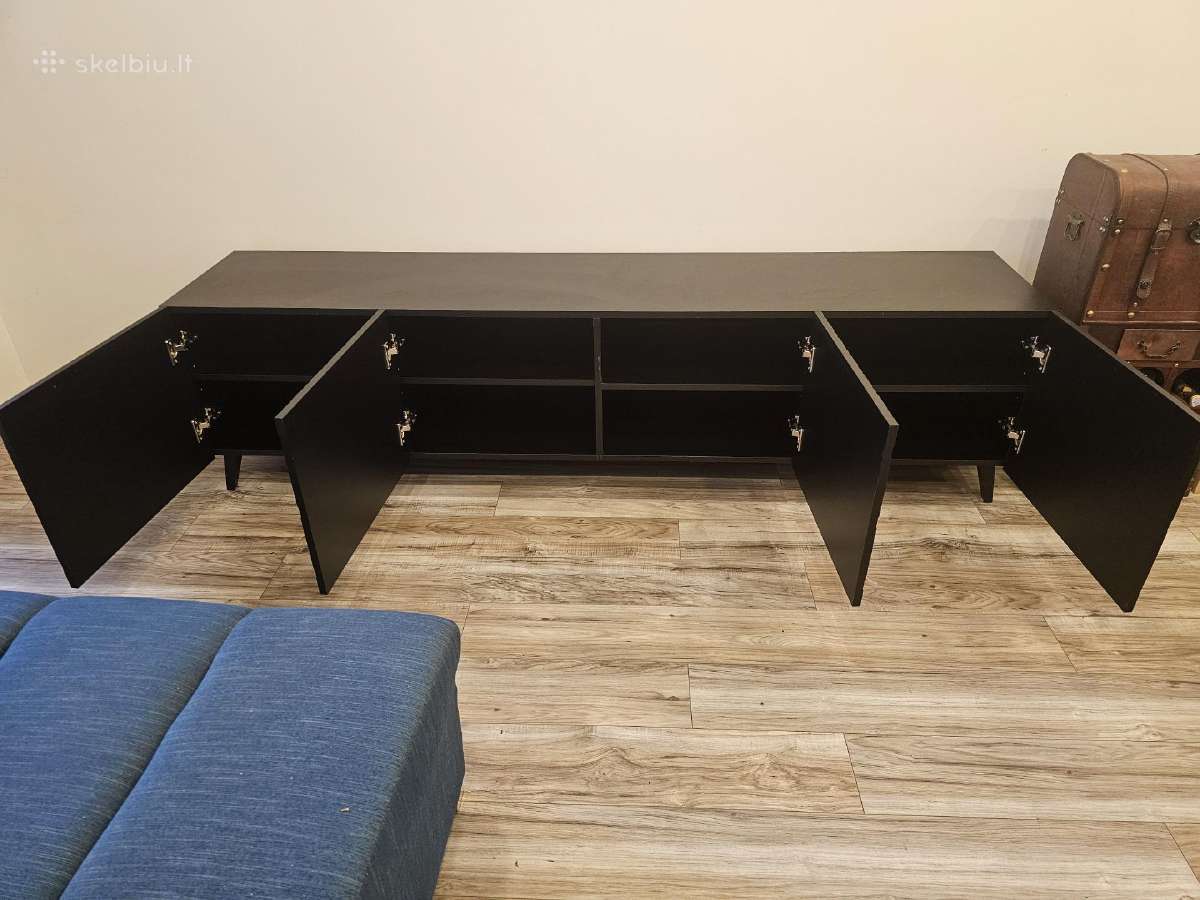 Juoda TV spintelė 200 cm x 42 cm x 52 cm - nuotraukos Nr. 2