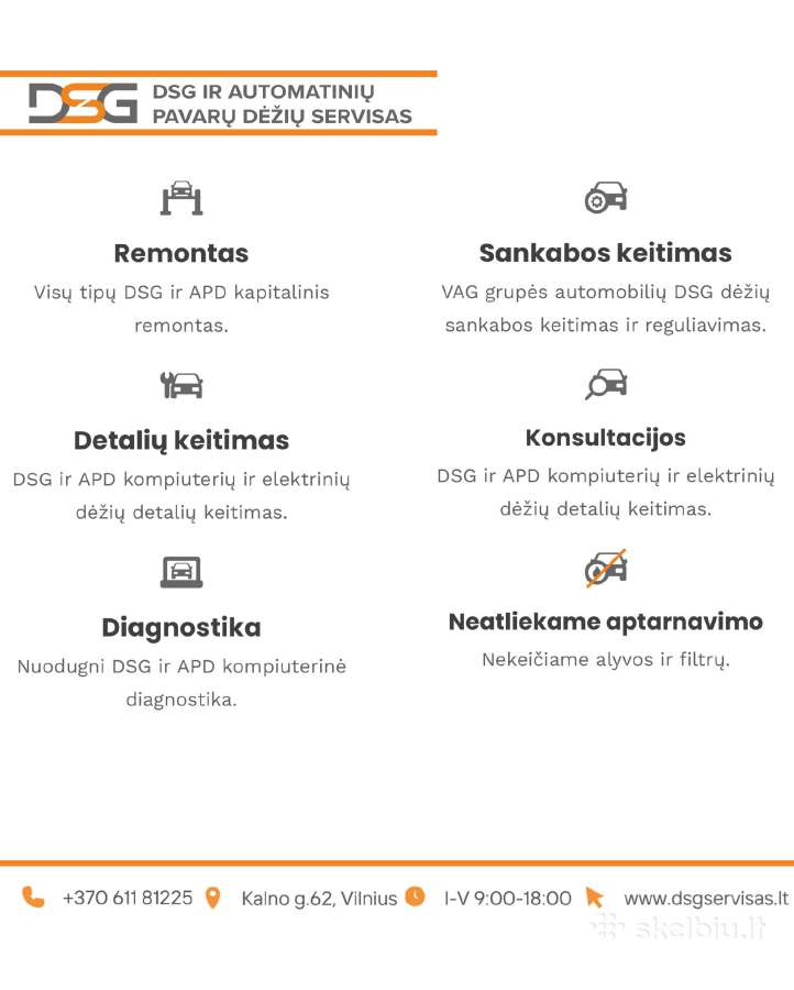 Visų tipų Dsg ir automatinių pavarų dėžių remontas