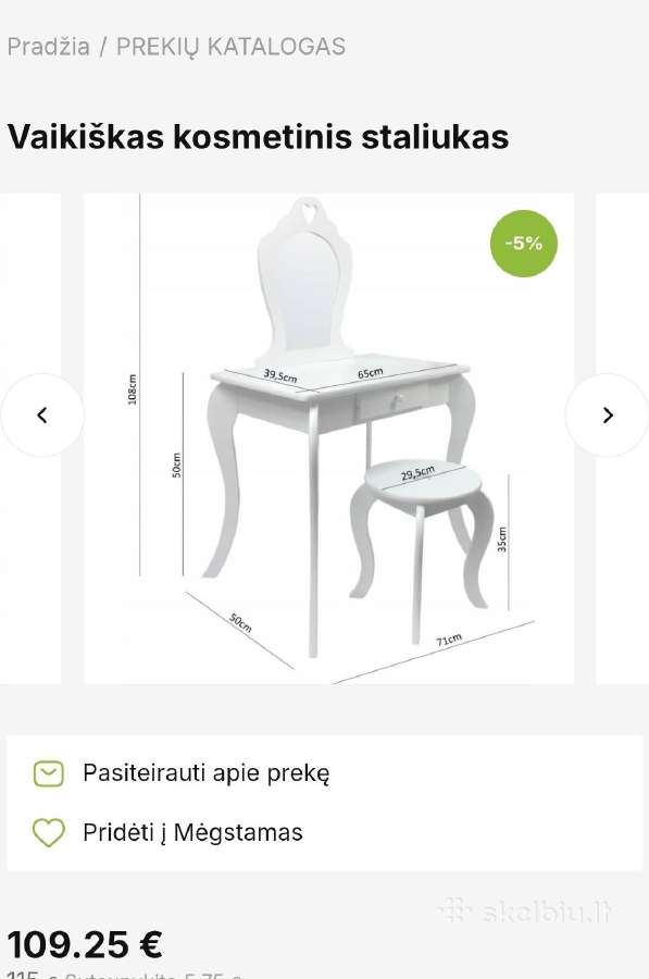 Vaikiškas kosmetinis staliukas