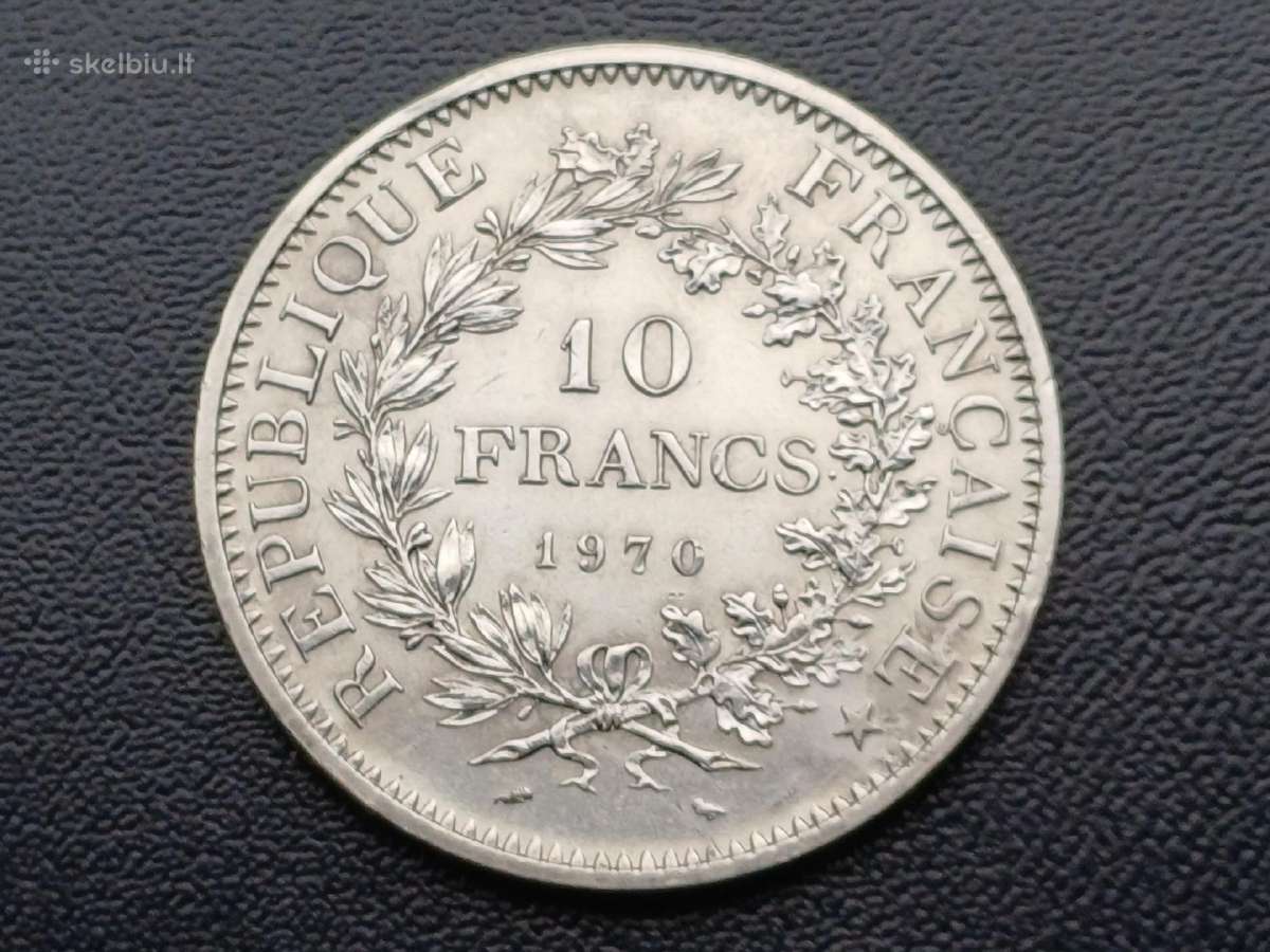 10 frankų 1970m. Prancūzija sidabras 900 - nuotraukos Nr. 2