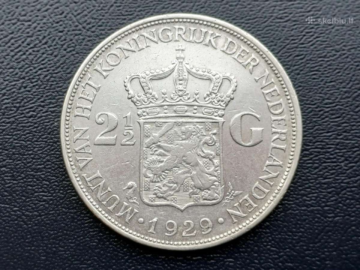 2 1/2 guldeno 1929m. Nyderlandai sidabras 720