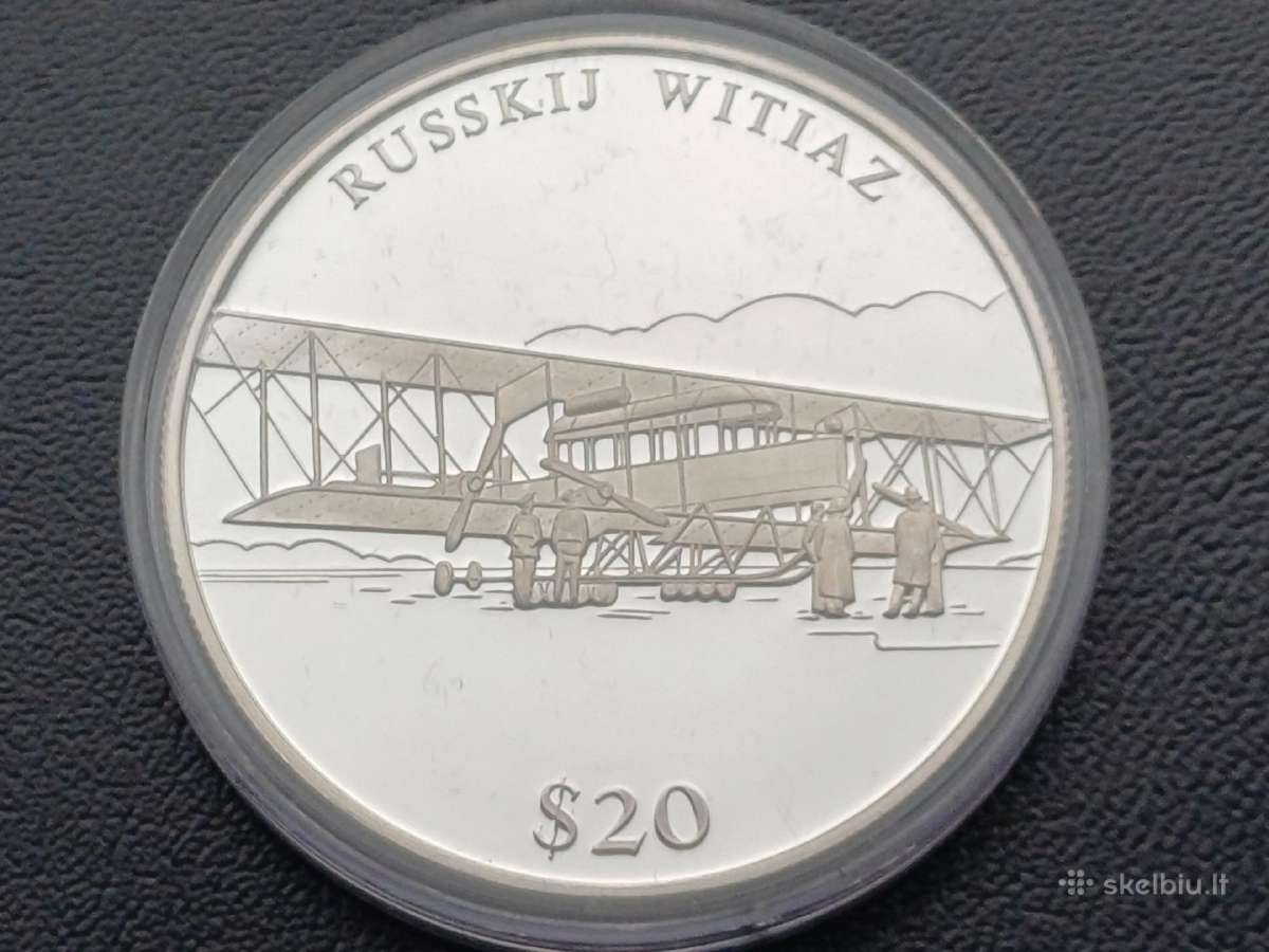 20 dolerių 2000m. Liberija sidabras 999