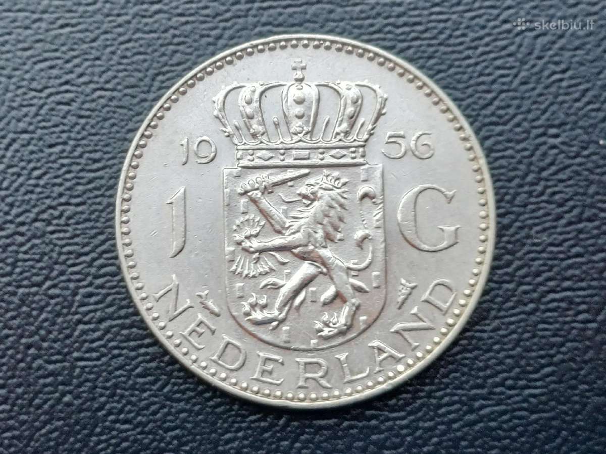 1 guldenas 1956m. Nyderlandai sidabras