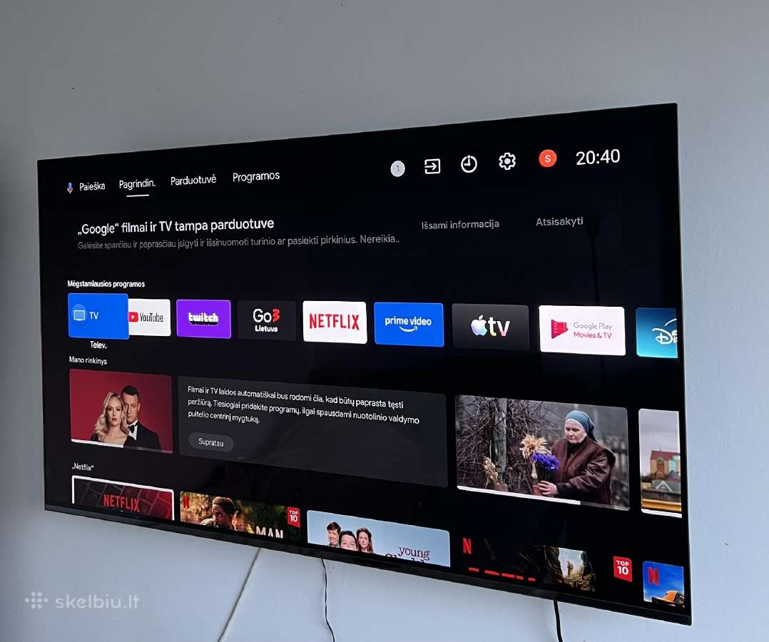 Sony 55" Oled 4k TV su ekrano defektu
