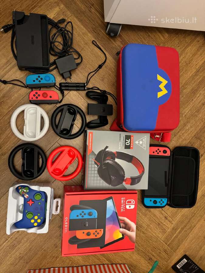 Nintendo Switch Oled komplektas + 4 pulteliai - nuotraukos Nr. 15