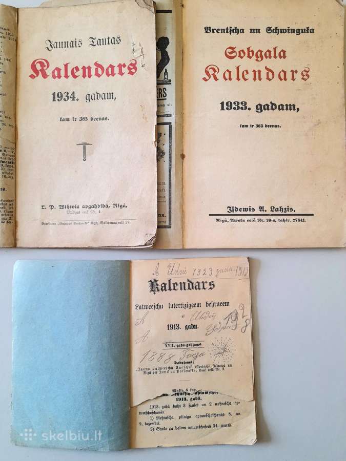 Kalendoriai 1913-1944m. - nuotraukos Nr. 3