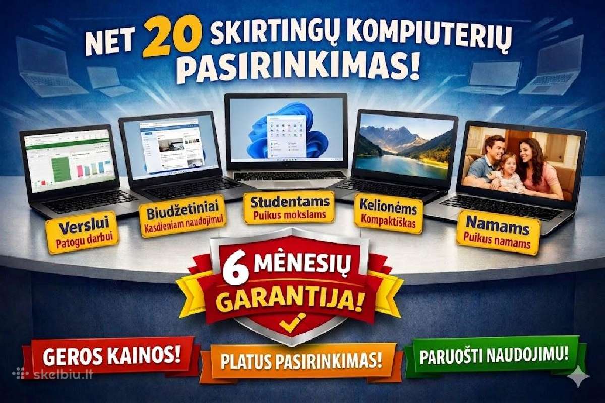 Patikimi naudoti kompiuteriai su 6 mėn. Garantija!