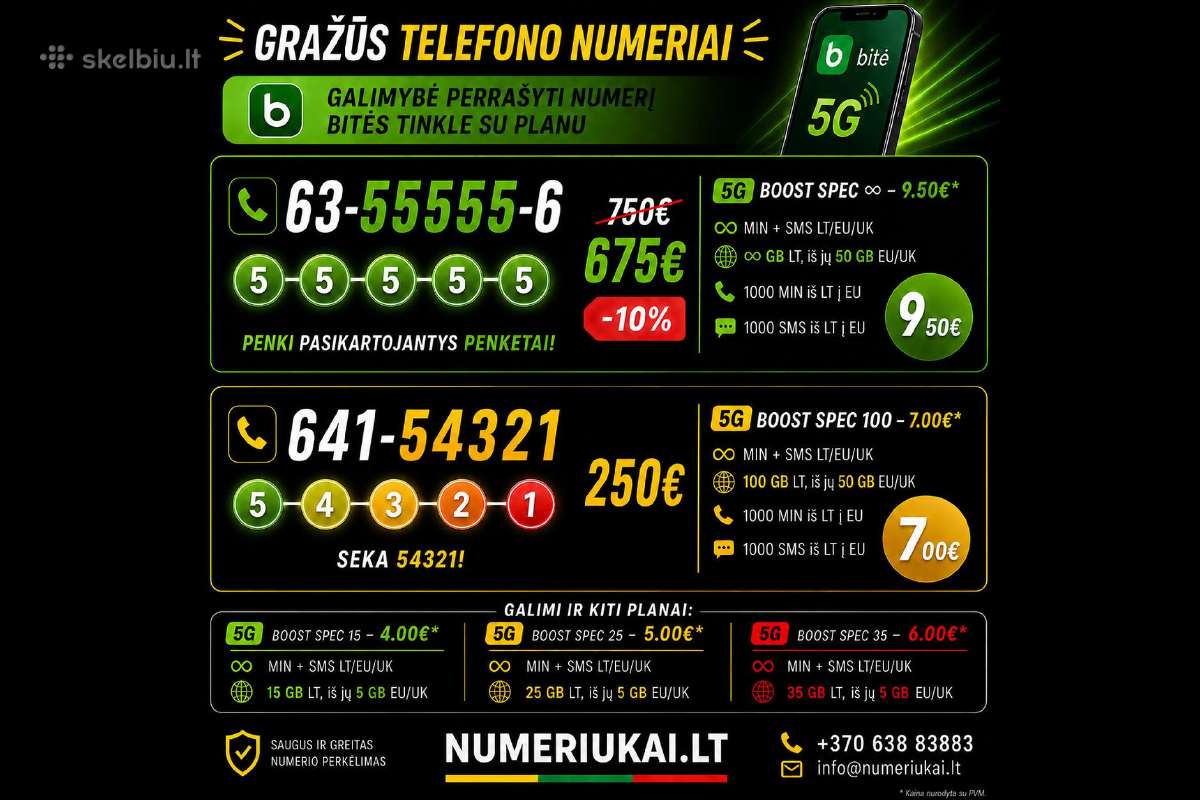 Gražūs telefono numeriai – 10.000 Nr, pigūs planai - nuotraukos Nr. 9