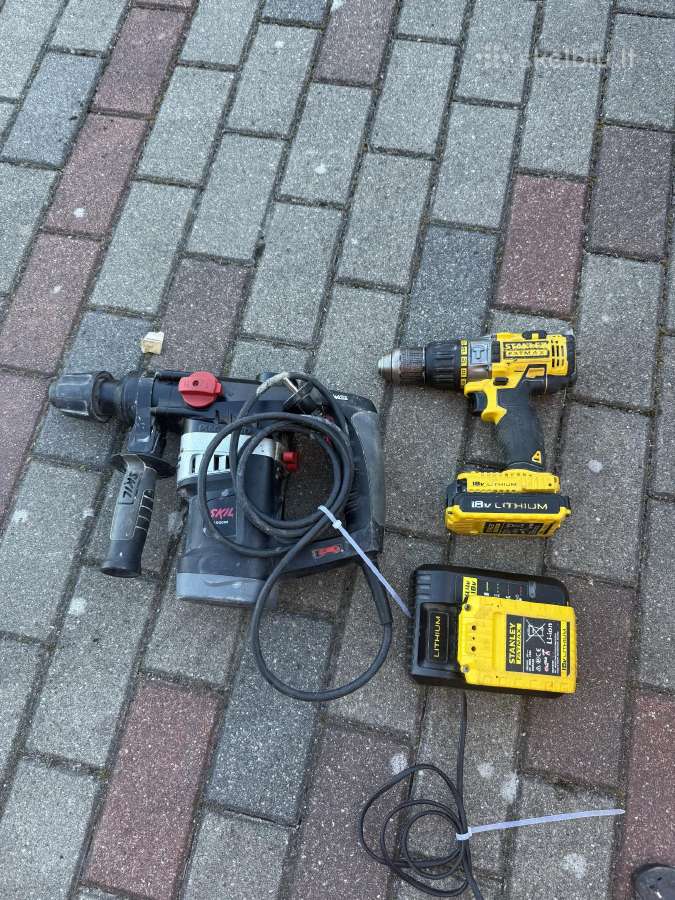Skil perforatorius + Stanley suktuvas su 2 akumuli