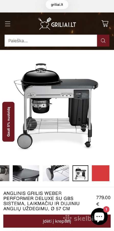 Anglinis Grilis Weber Performer Deluxe Su Gbs Sist