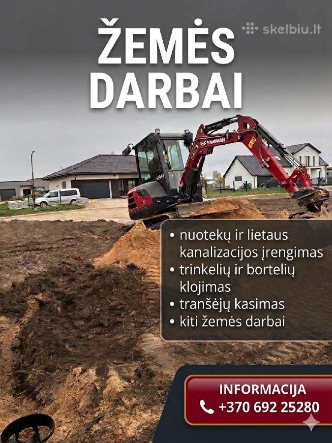 Kanalizacijos įrengimas Žemės darbai