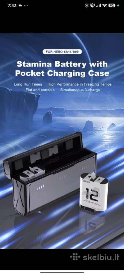 Gopro pakrovėjas su baterija - nuotraukos Nr. 2