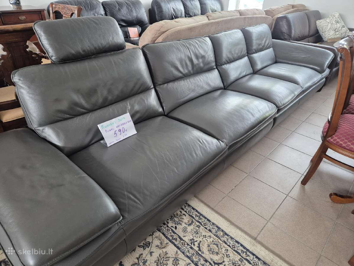 Ypač kokybiška natūralios odos,didelė sofa