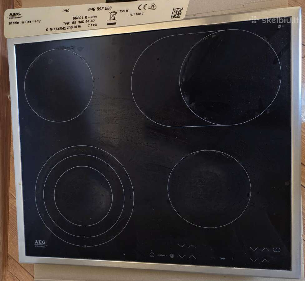 Aeg 66301k-mn elektrinė stiklo keramikos kaitlentė