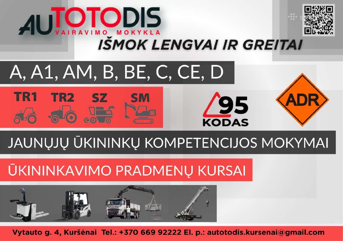 Vairavimo mokykla Kuršėnai – A, B, Be, C, CE, D,
