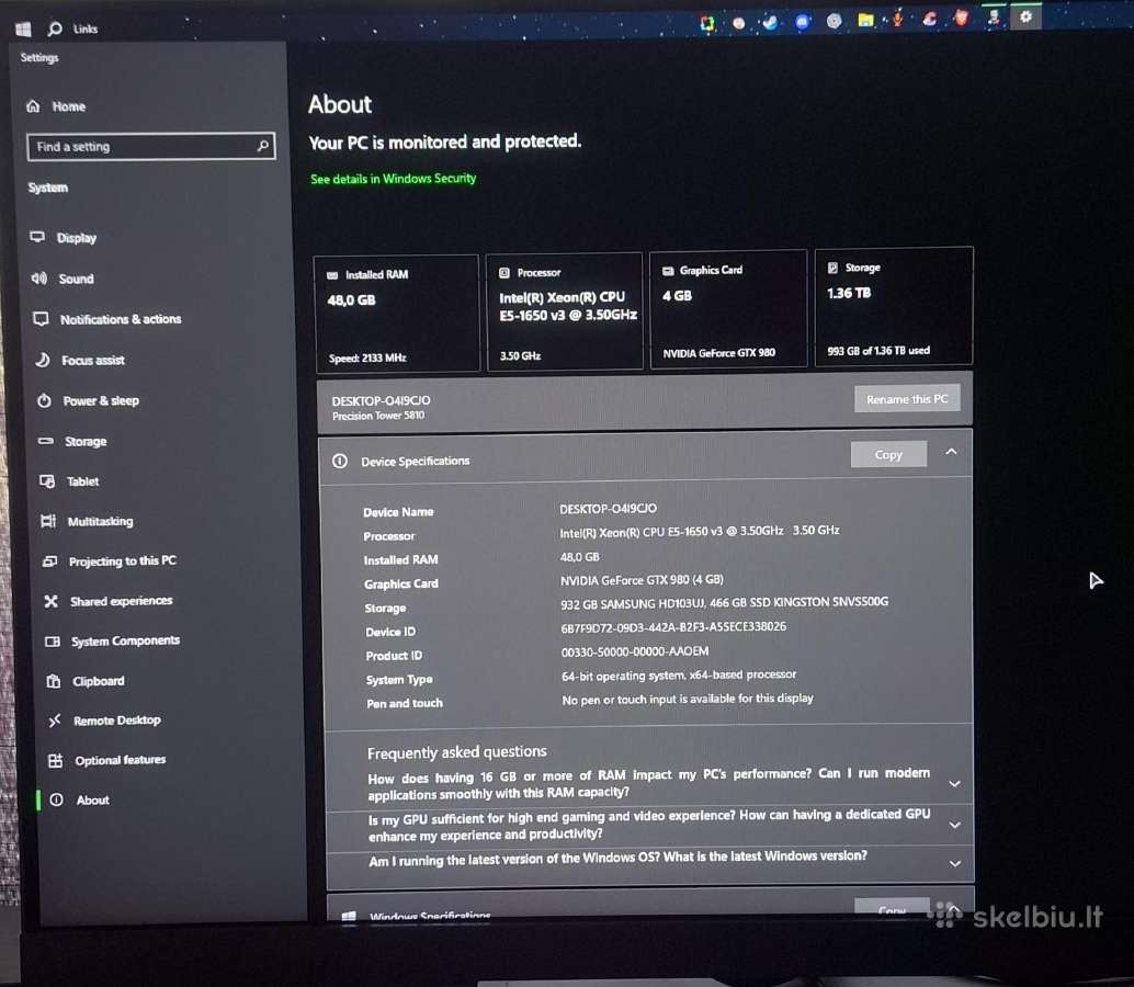 Gaming / Workstation Pc – Xeon + Gtx 980 + 48gb