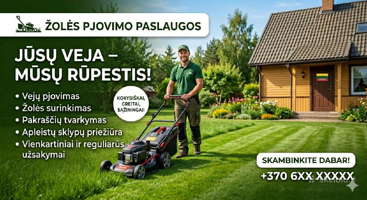 Smulkus remonto darbai, žolės pjovimas