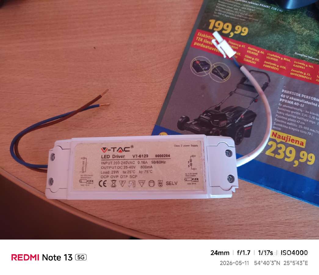 V-tac 29 W LED panelės maitinimo šaltinis
