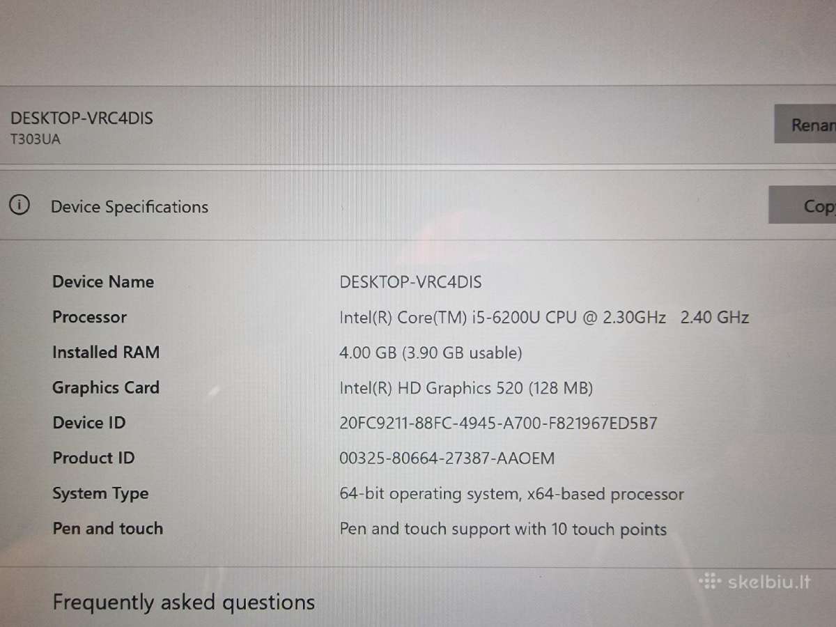 Asus Transformer 3 pro T303ua - nuotraukos Nr. 2