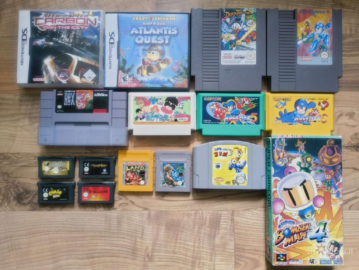 Nes, Snes, DS, N64, GB, Gba, Famicom žaidimai
