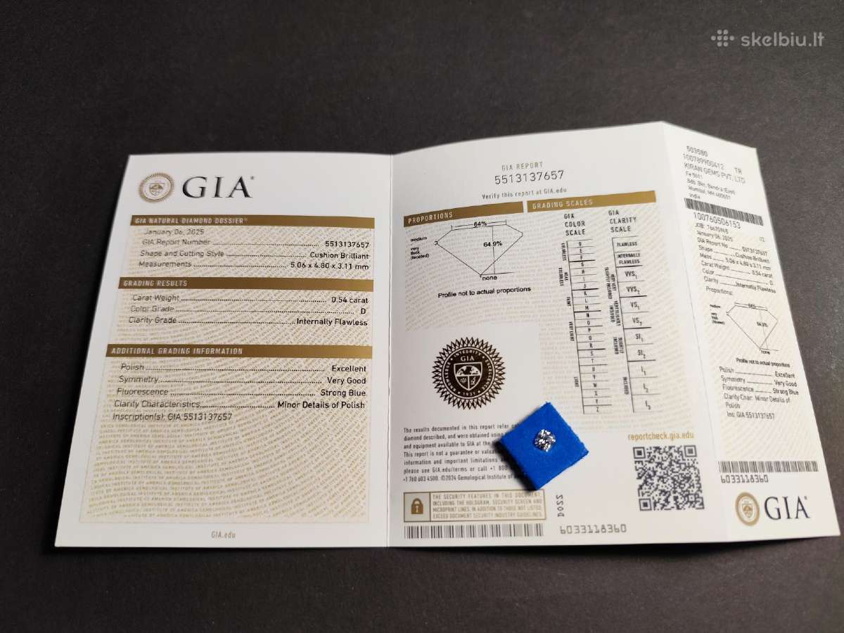 0.54 ct Aukščiausios Kokybės Deimantas D / If - nuotraukos Nr. 6