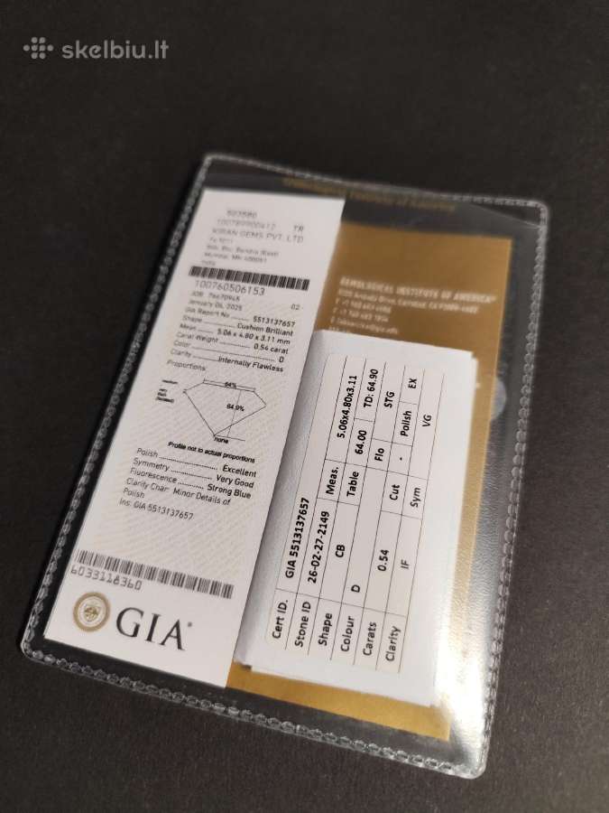 0.54 ct Aukščiausios Kokybės Deimantas D / If - nuotraukos Nr. 7