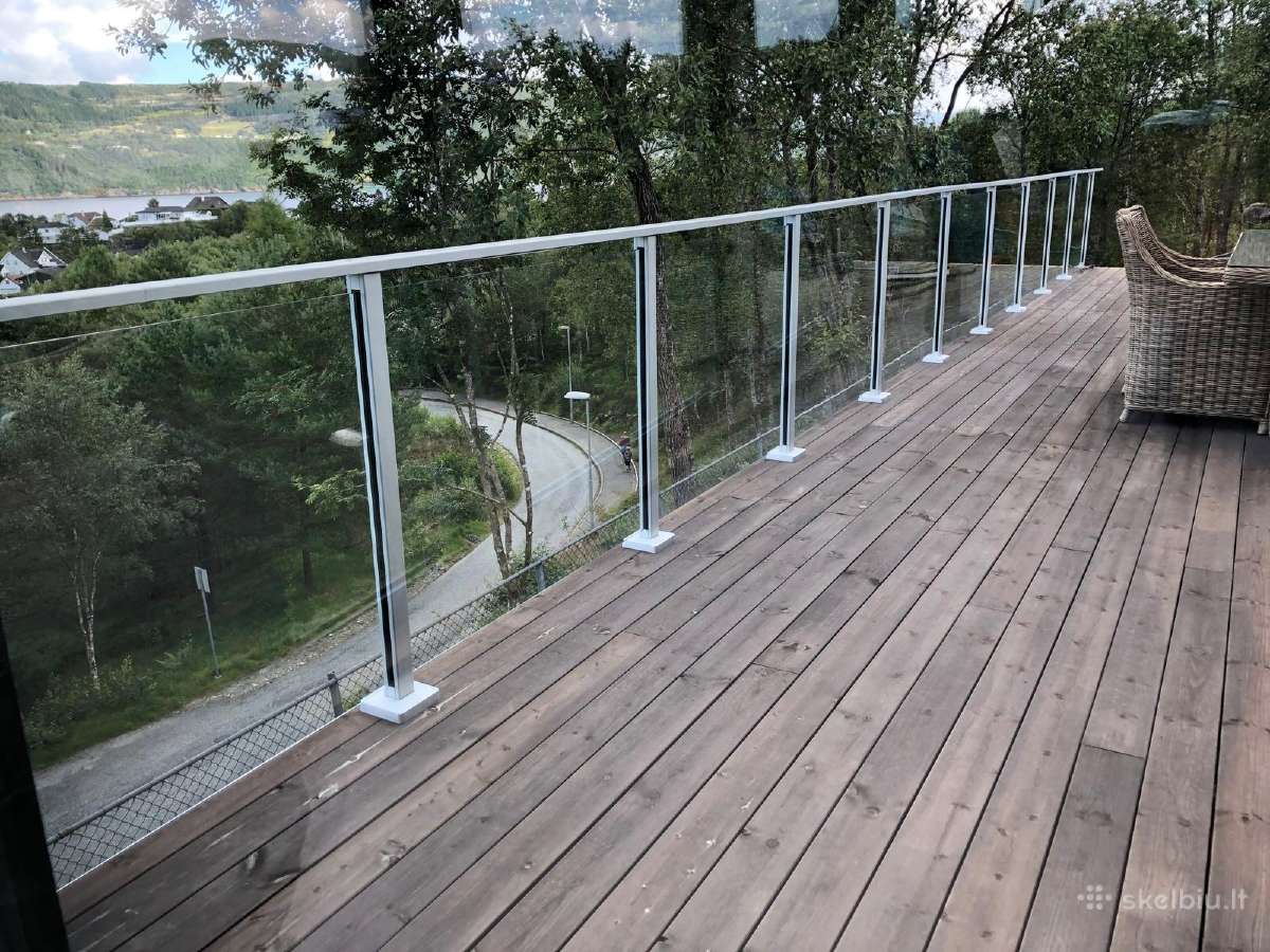 Antracito spalvos aliuminio turėklai su stiklu - nuotraukos Nr. 10