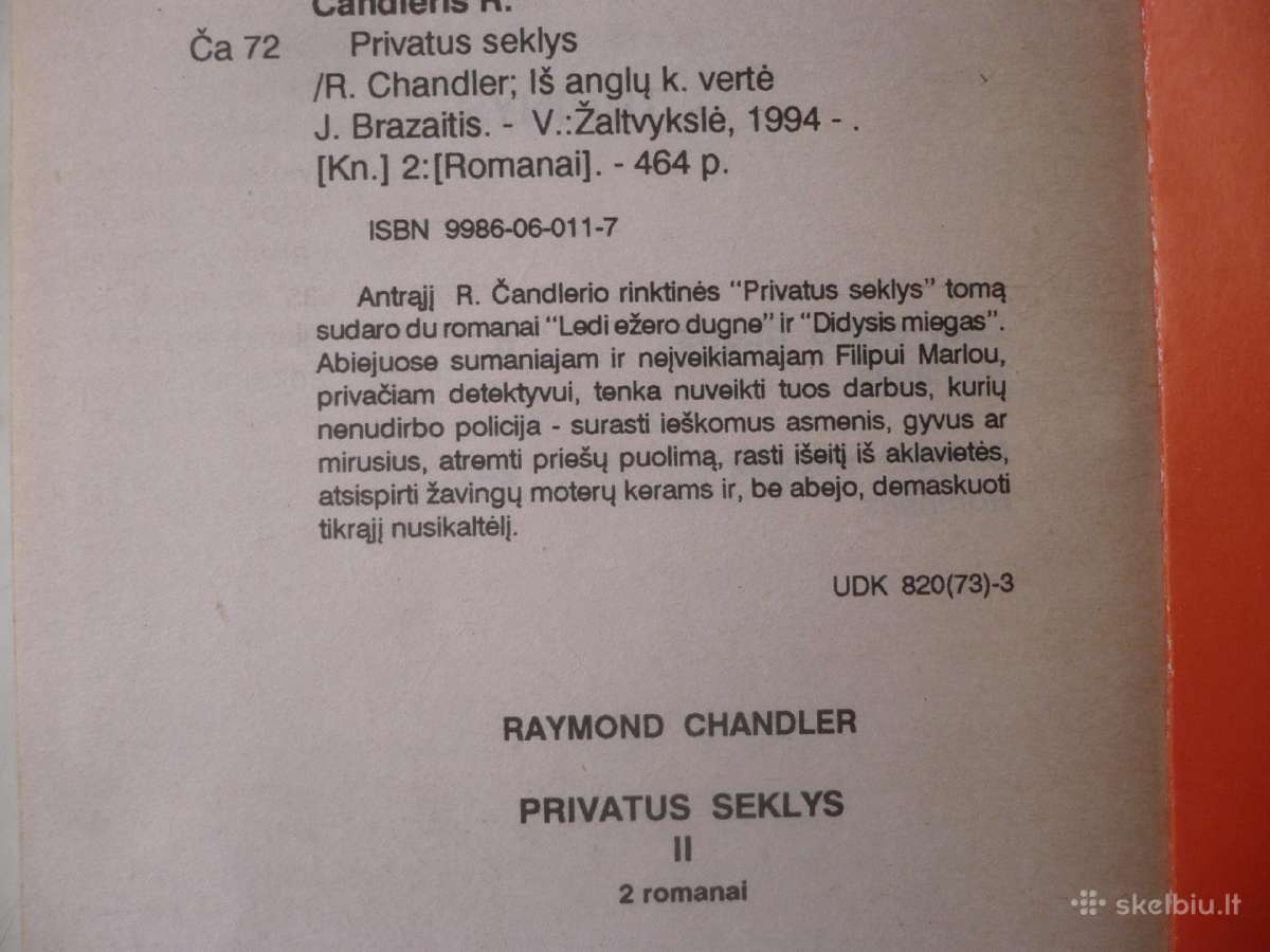 Raymond Chandler - Privatus seklys. 2 tomas - nuotraukos Nr. 2