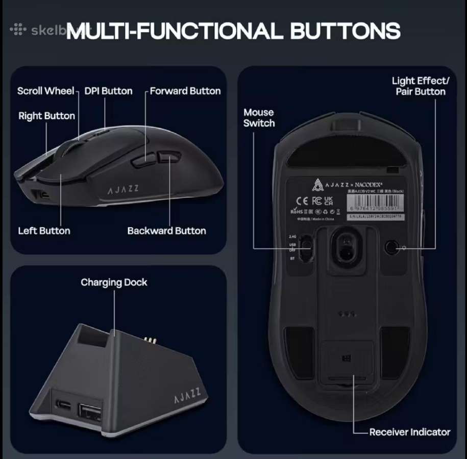 Ajazz Aj139 V2 Mc belaidė wireless gaming pelė - nuotraukos Nr. 6