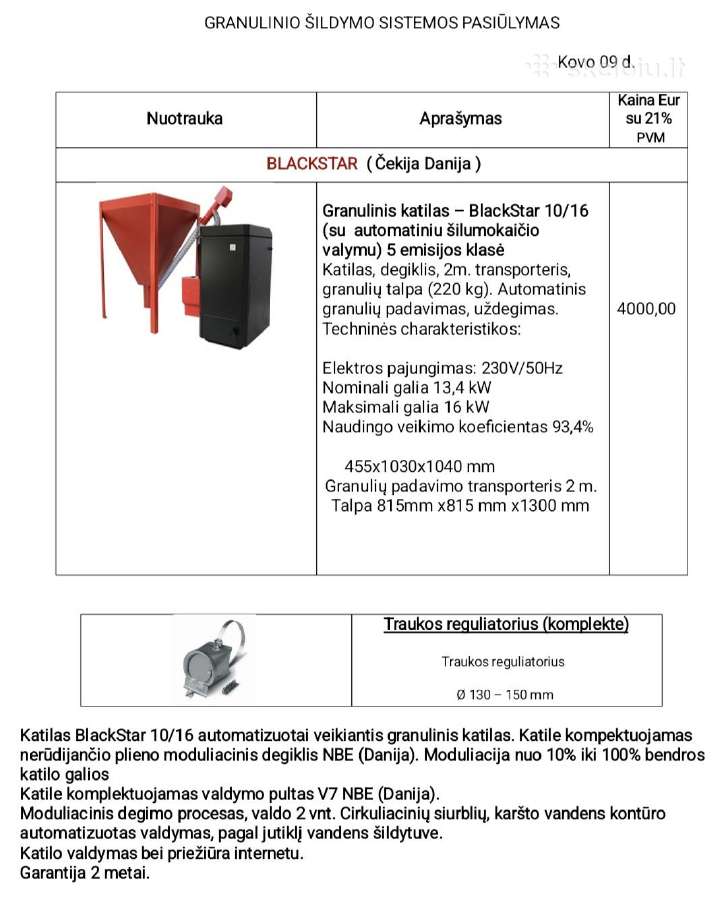 Parduodu Granulinį pečių,naujas,neišpakuotas,3800€