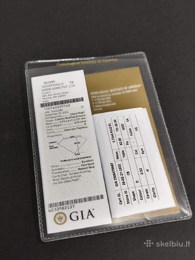 0.52 ct Aukščiausios Kokybės Deimantas D / If - nuotraukos Nr. 11
