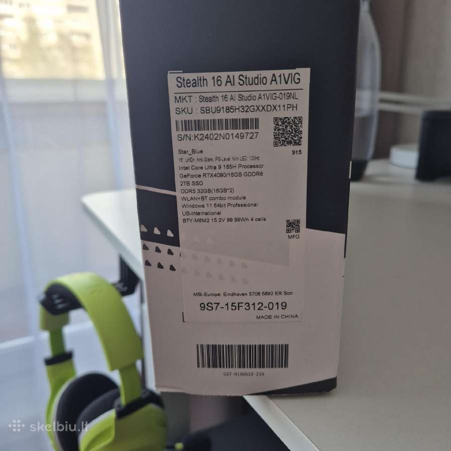 Msi Stealth 16 Ai Rtx4090/16gb - nuotraukos Nr. 5