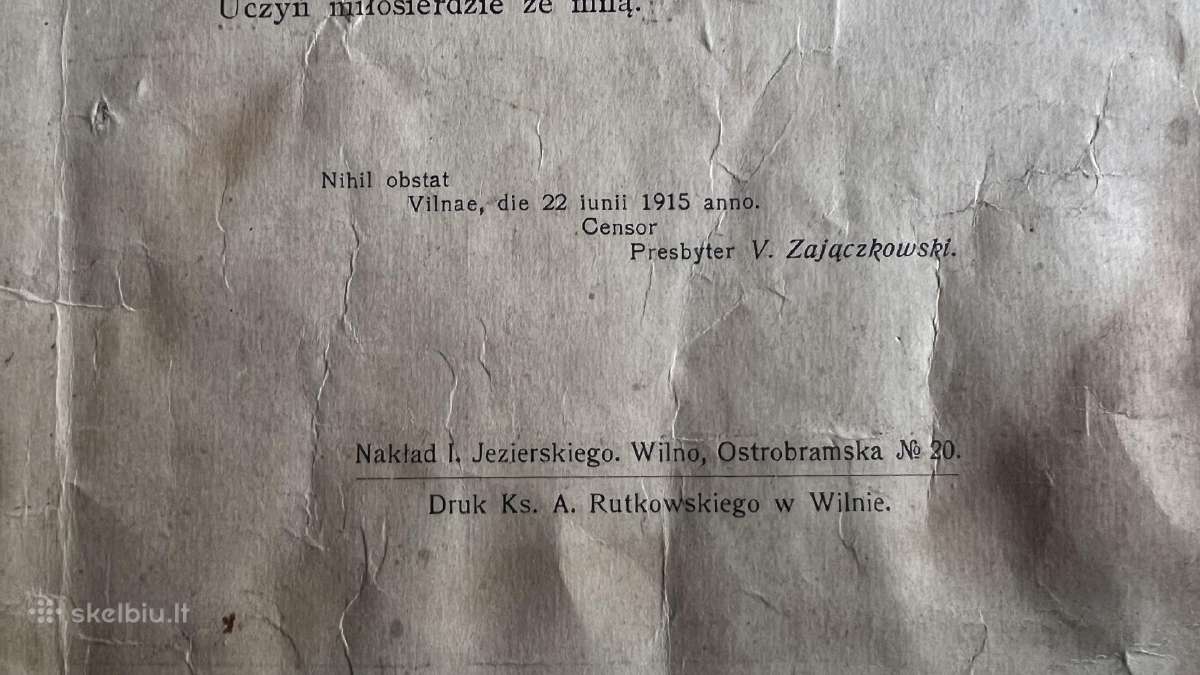 Originalus religinis spaudinys iš Vilniaus, 1915 m - nuotraukos Nr. 4