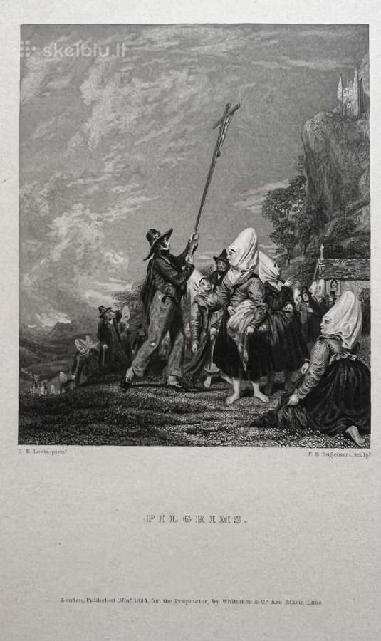 Originali XIX a. graviūra 1834, "Piligrimai"