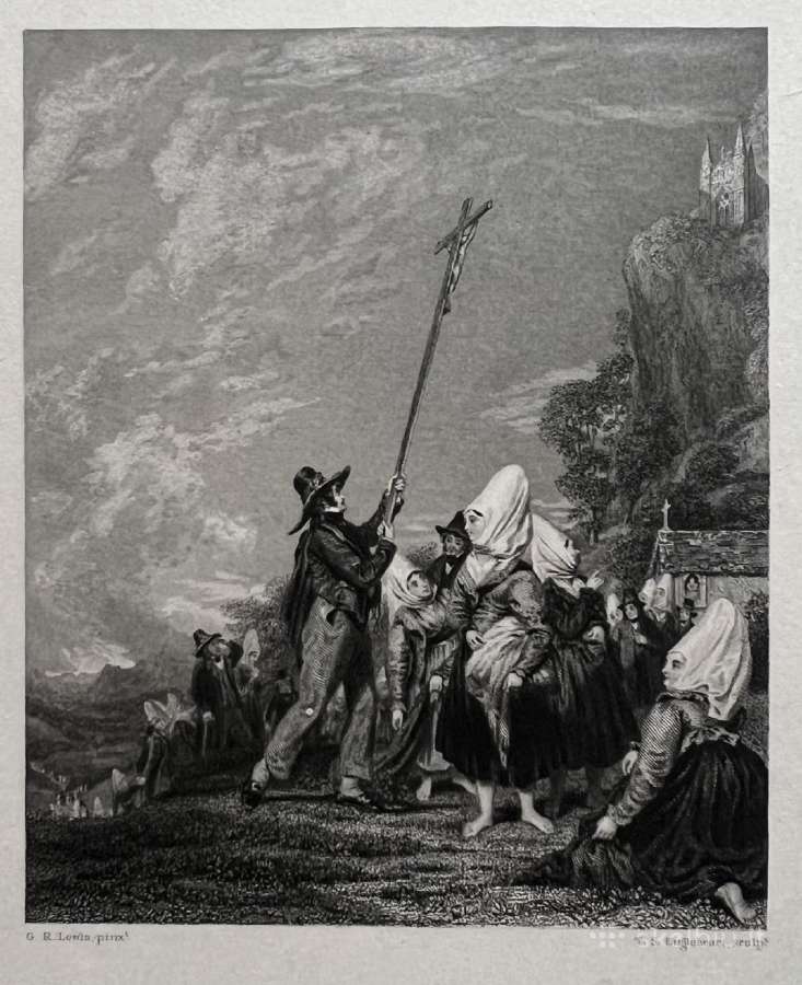 Originali XIX a. graviūra 1834, "Piligrimai" - nuotraukos Nr. 4
