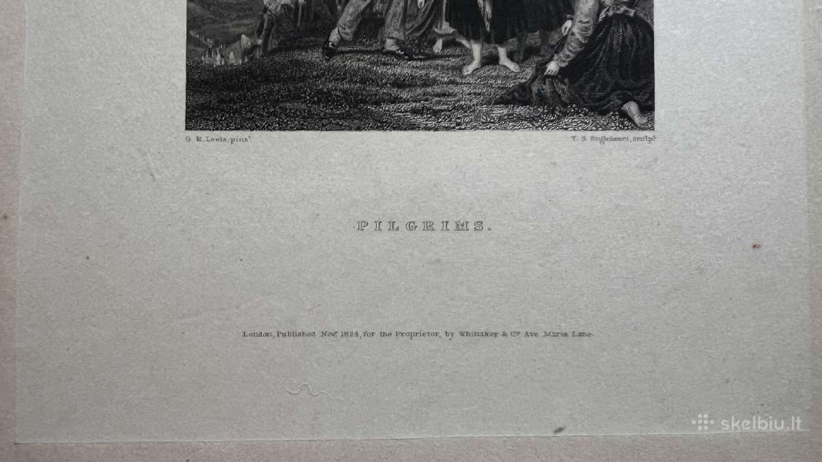 Originali XIX a. graviūra 1834, "Piligrimai" - nuotraukos Nr. 5